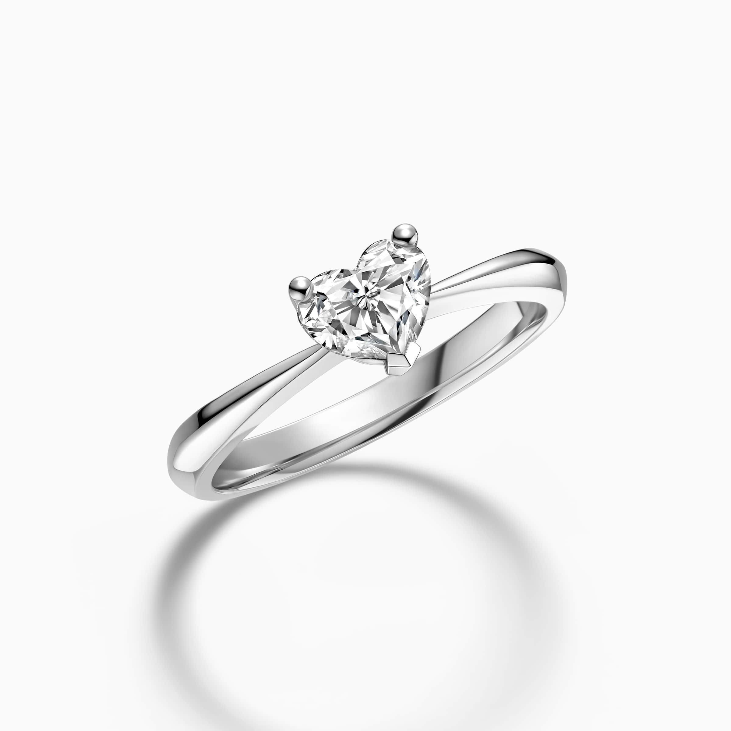 darry ring heart shaped solitaire diamond engagement ring angle view