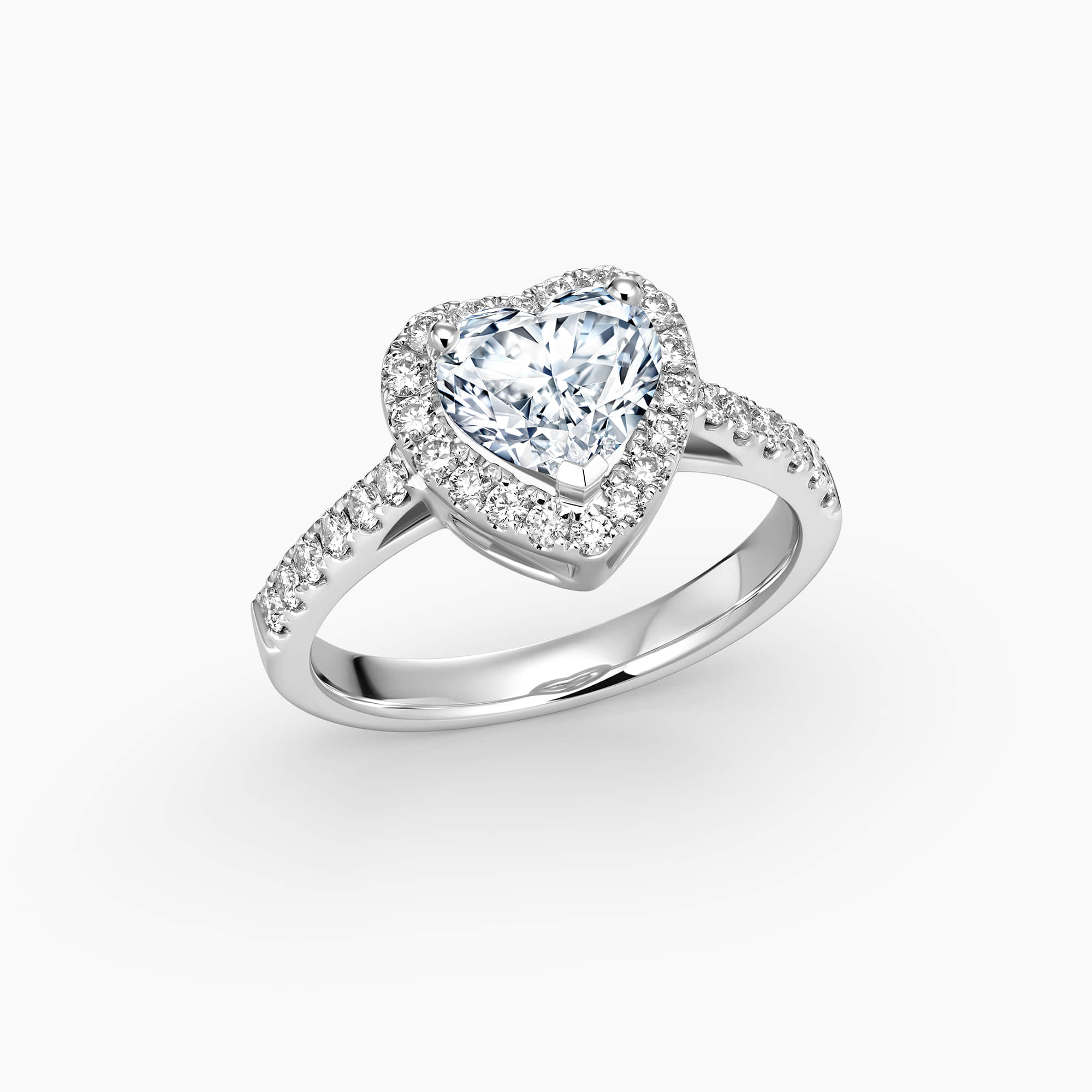 Darry Ring heart shaped engagement ring with halo top view