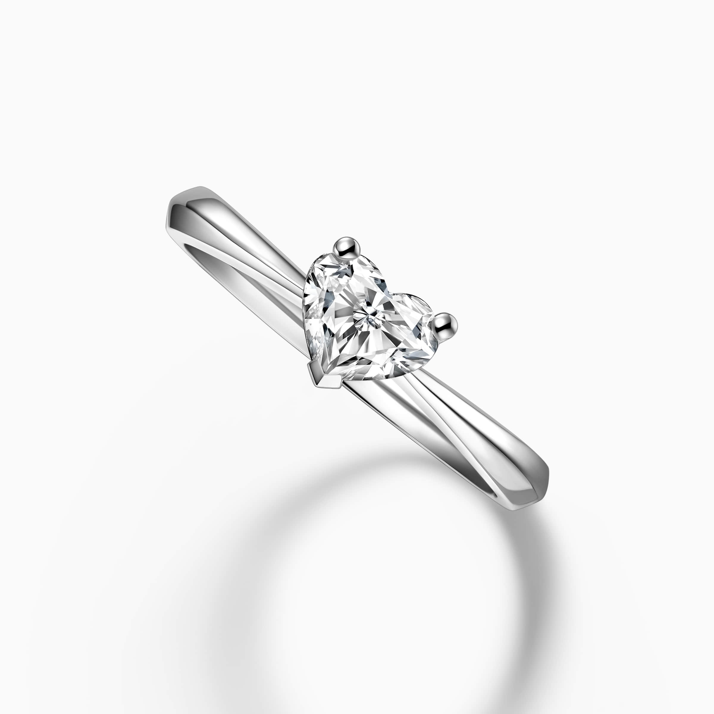 darry ring heart shaped solitaire diamond engagement ring angle view