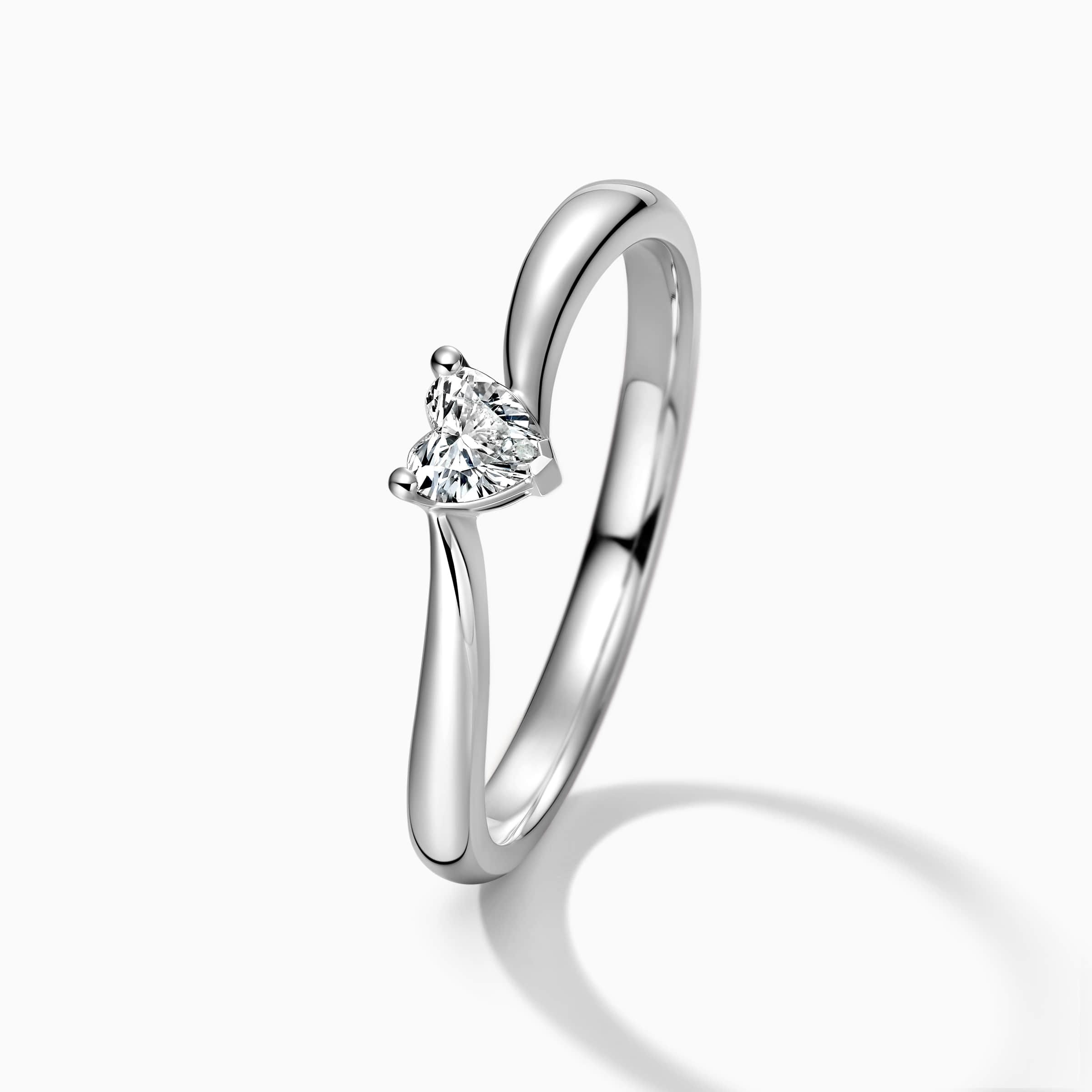 darry ring heart shaped solitaire engagement ring side view