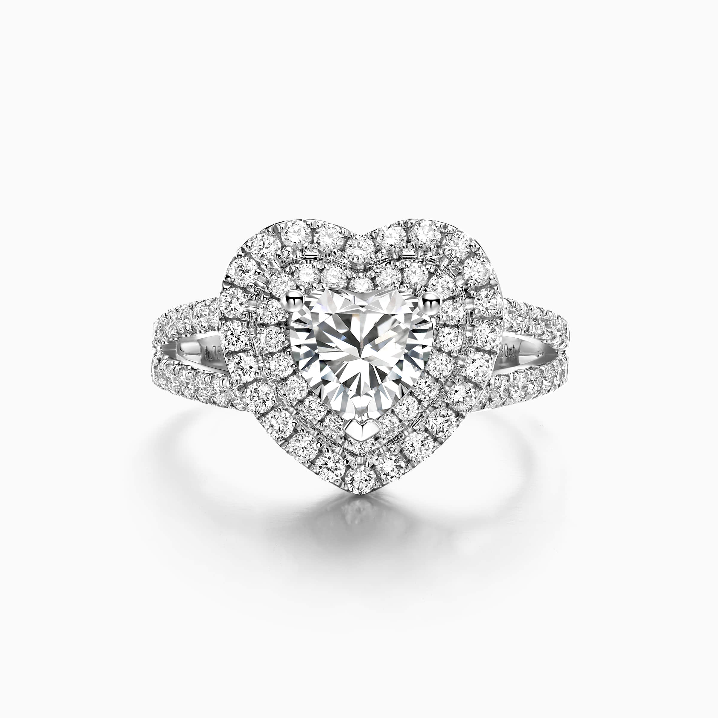 DR double halo heart shped engagement ring