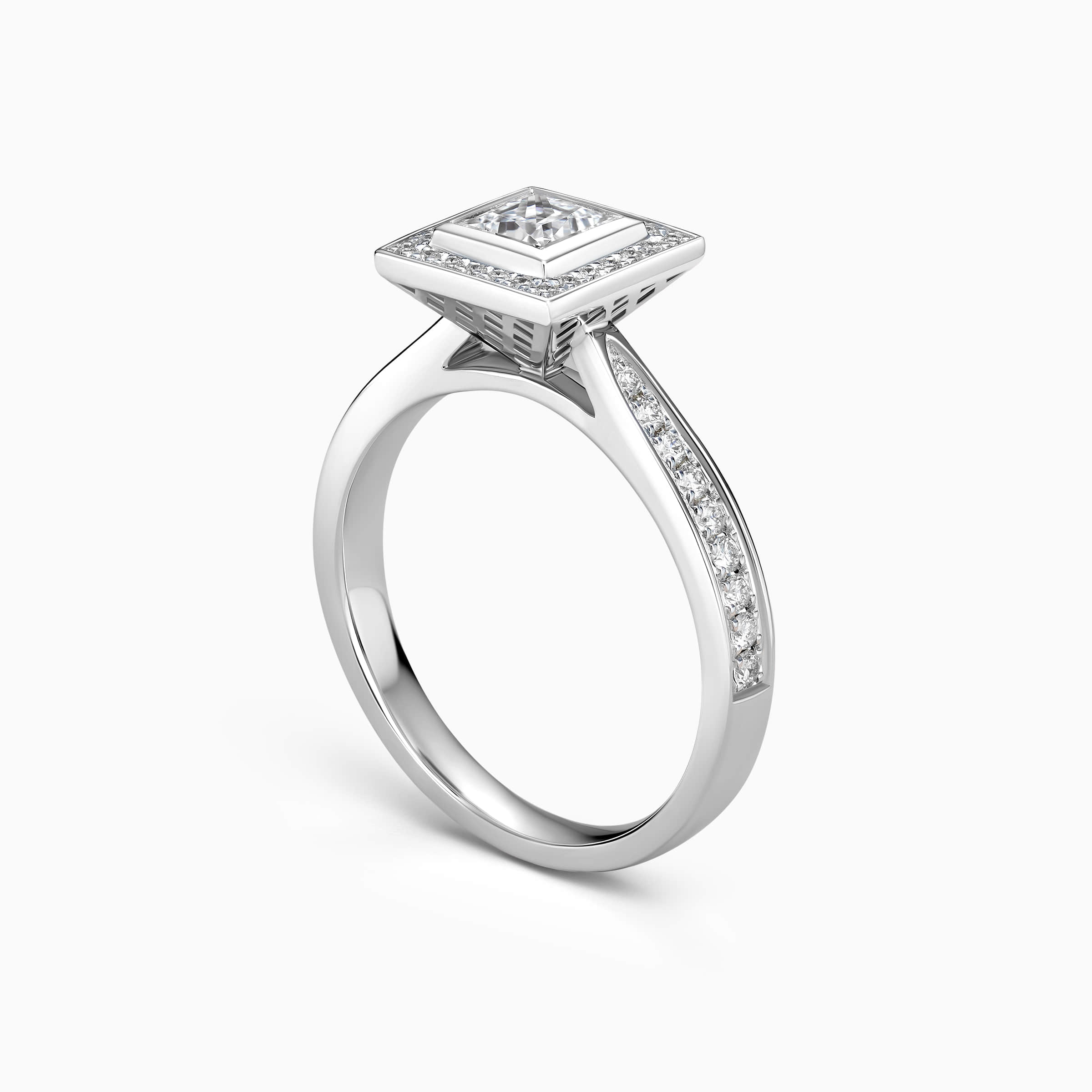 darry ring princess cut engagement ring side view