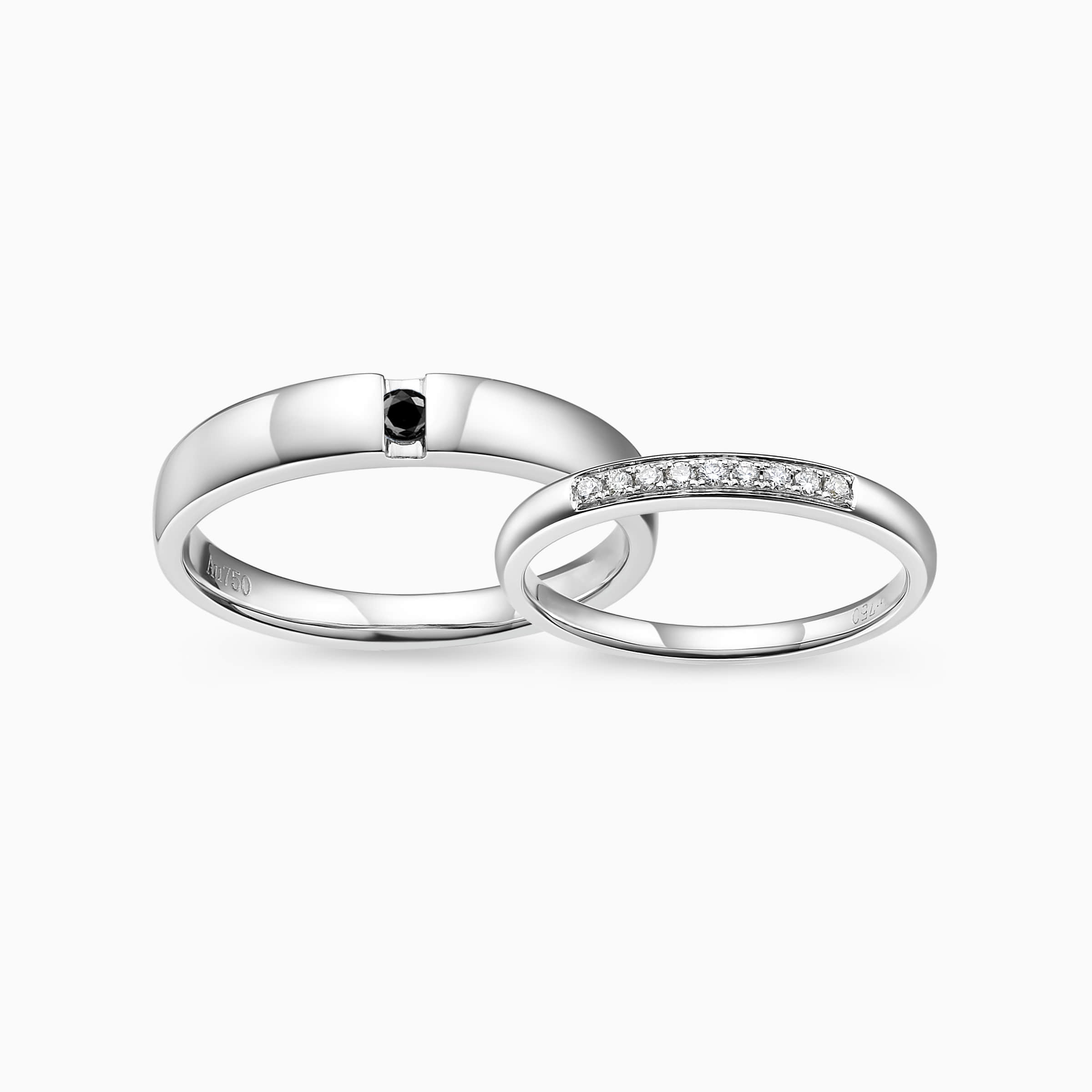 Darry Ring his and hers wedding ring sets top view