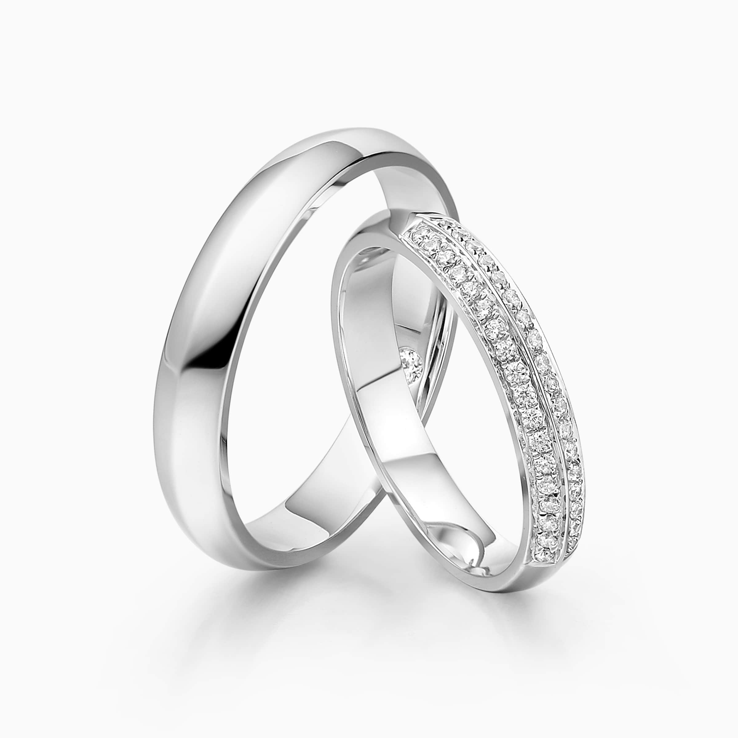 Darry Ring double row wedding bands in white gold