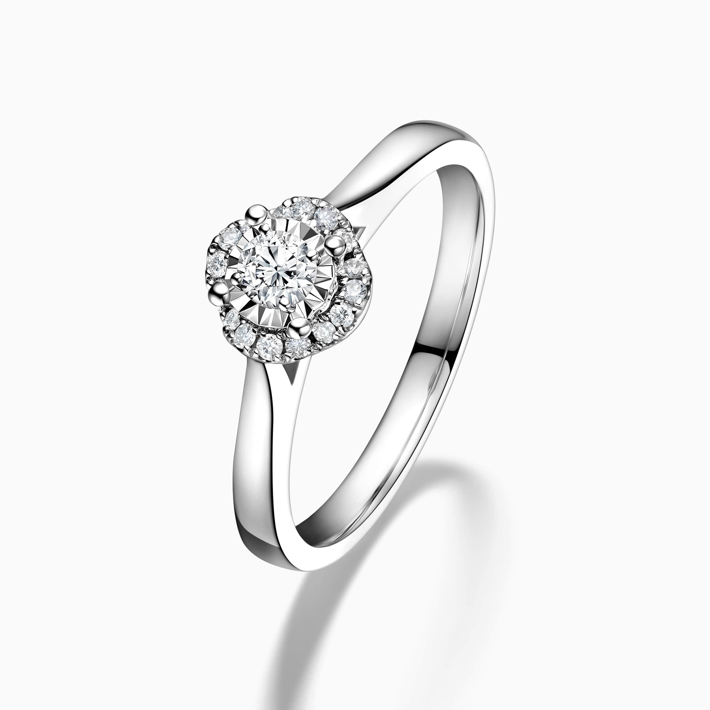 Darry Ring halo diamond promise ring side view