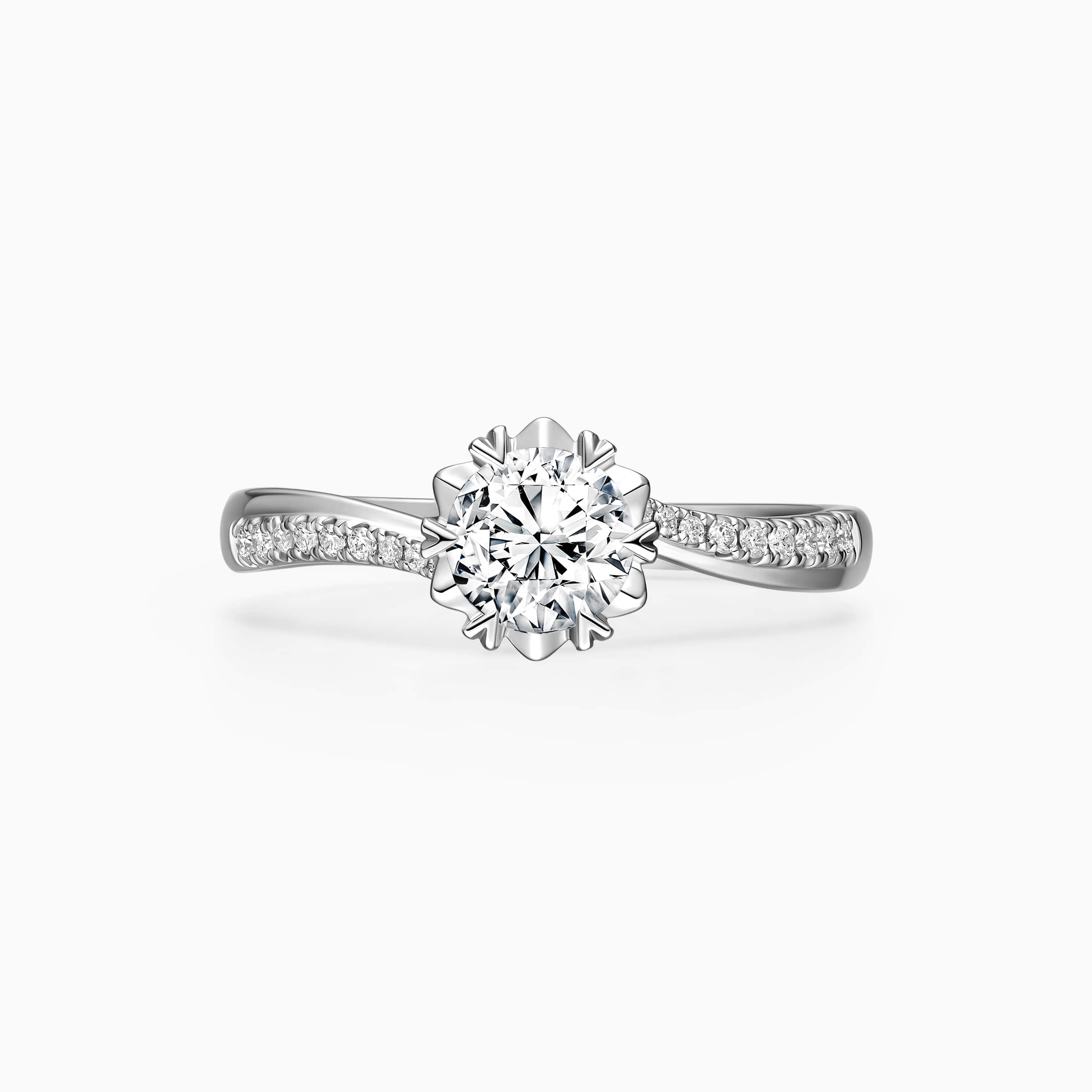 Diamond Band Engagement Ring Snowflake Shape | Darry Ring