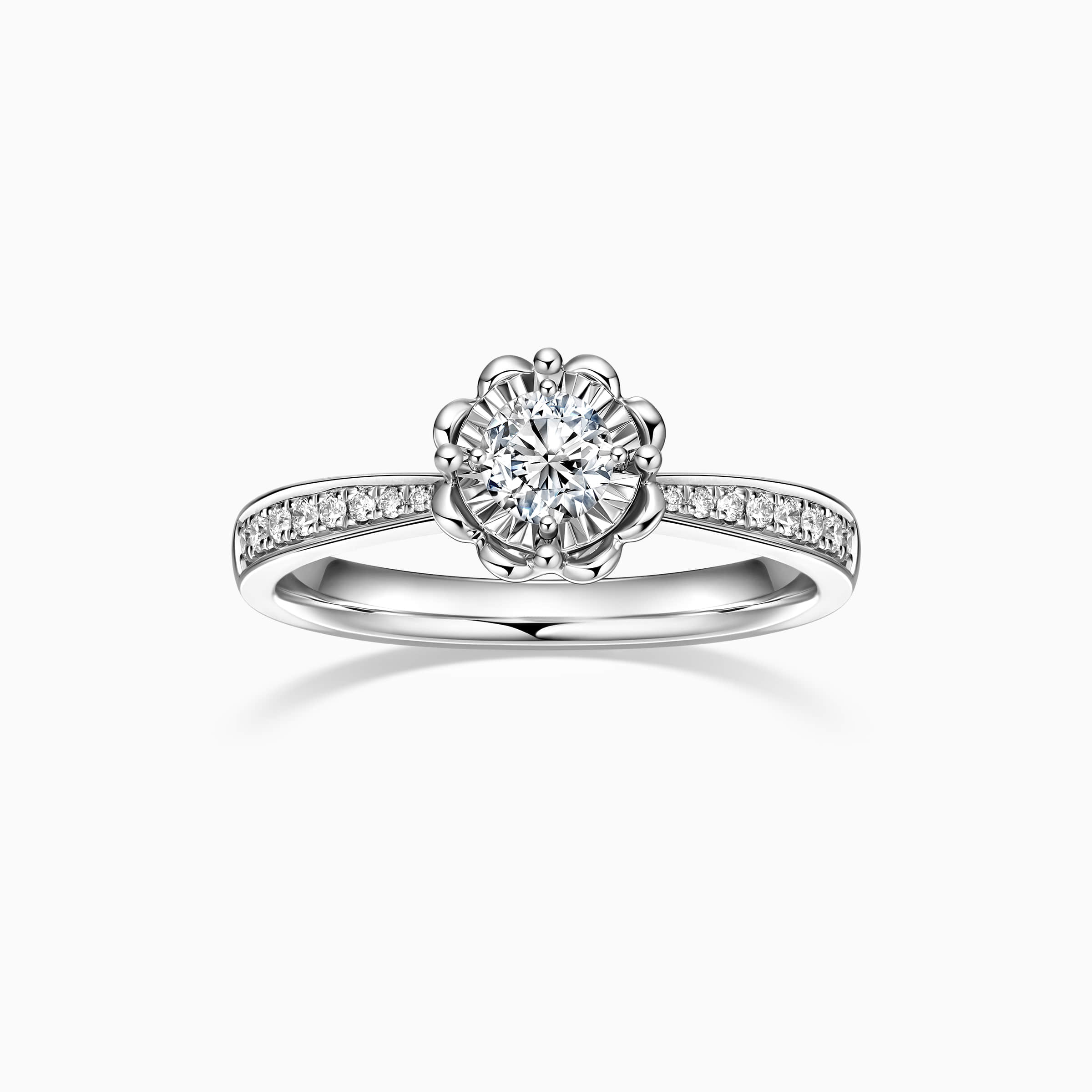 Darry Ring flower shaped engagement ring front view