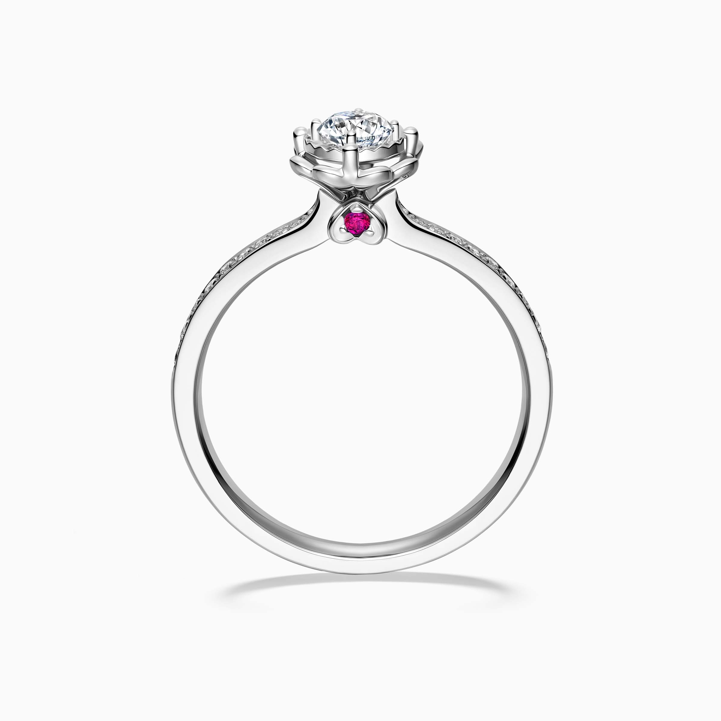 Darry Ring flower shaped engagement ring side view