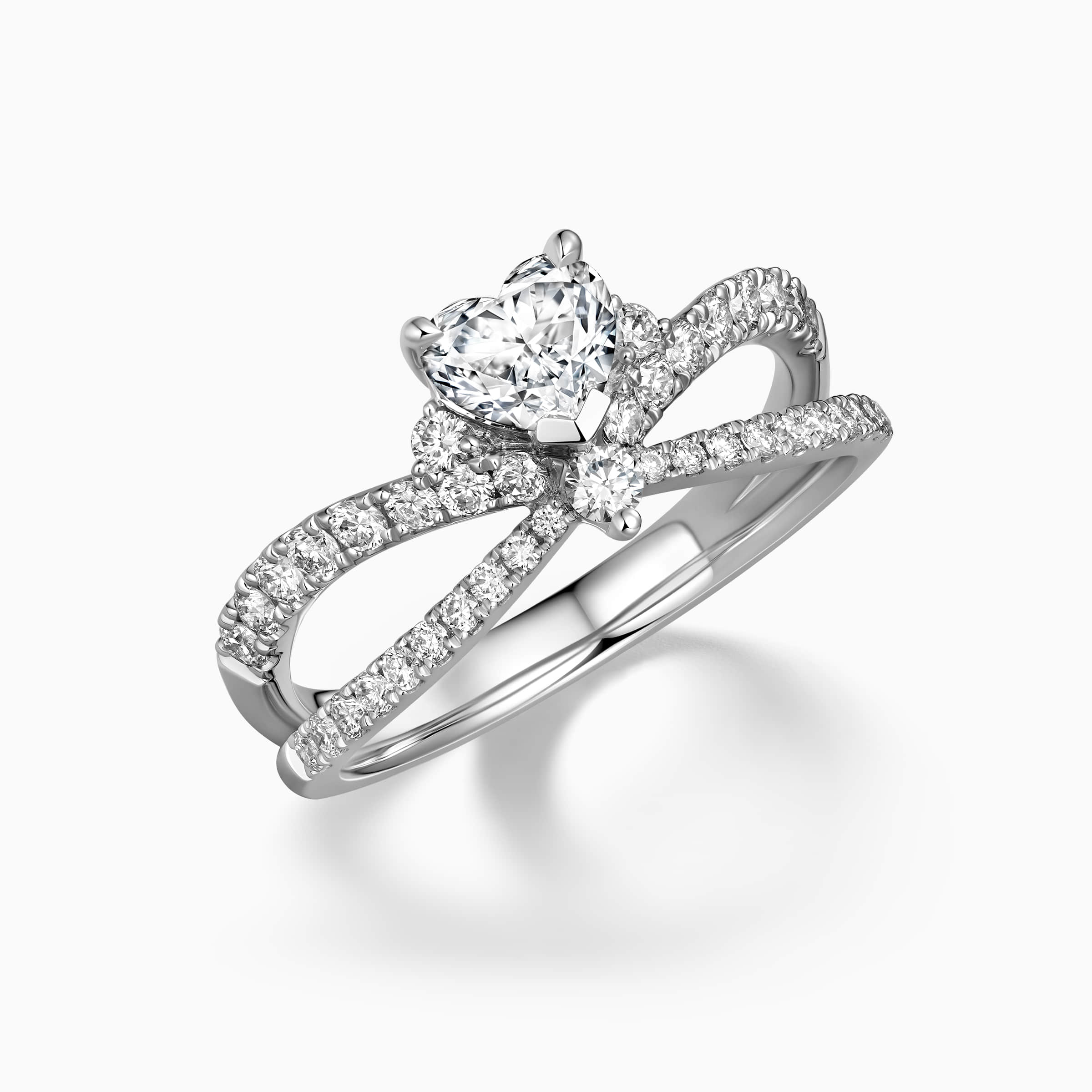 darry ring heart diamond engagement ring angle view
