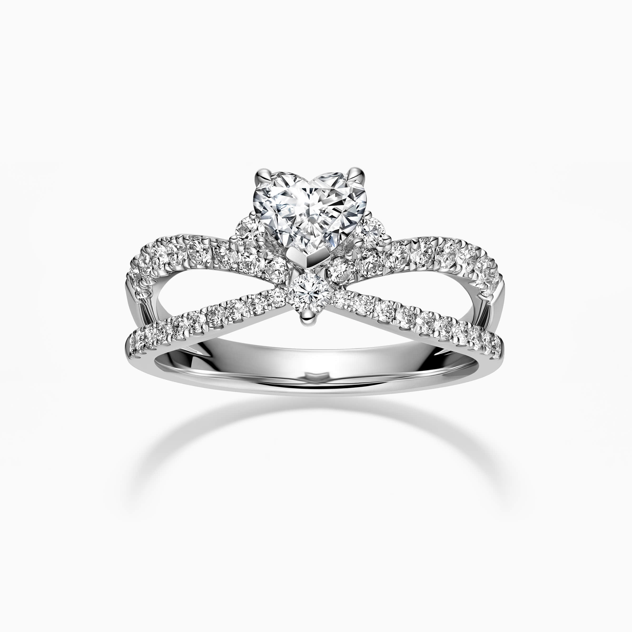 darry ring heart diamond engagement ring angle view